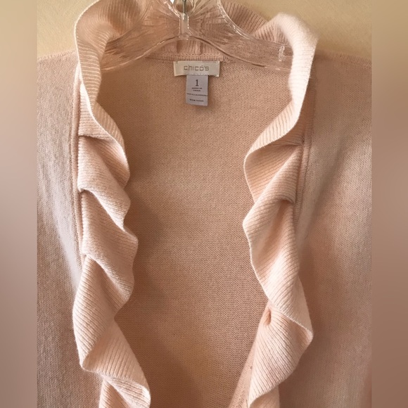 Chico’s Cashmere Cardigan with Ruffled Trim - Picture 3 of 9